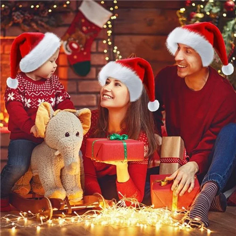 Christmas Hat, Santa Hat Holiday Hat for Unisex Adults Extra Thicken Classic Fur